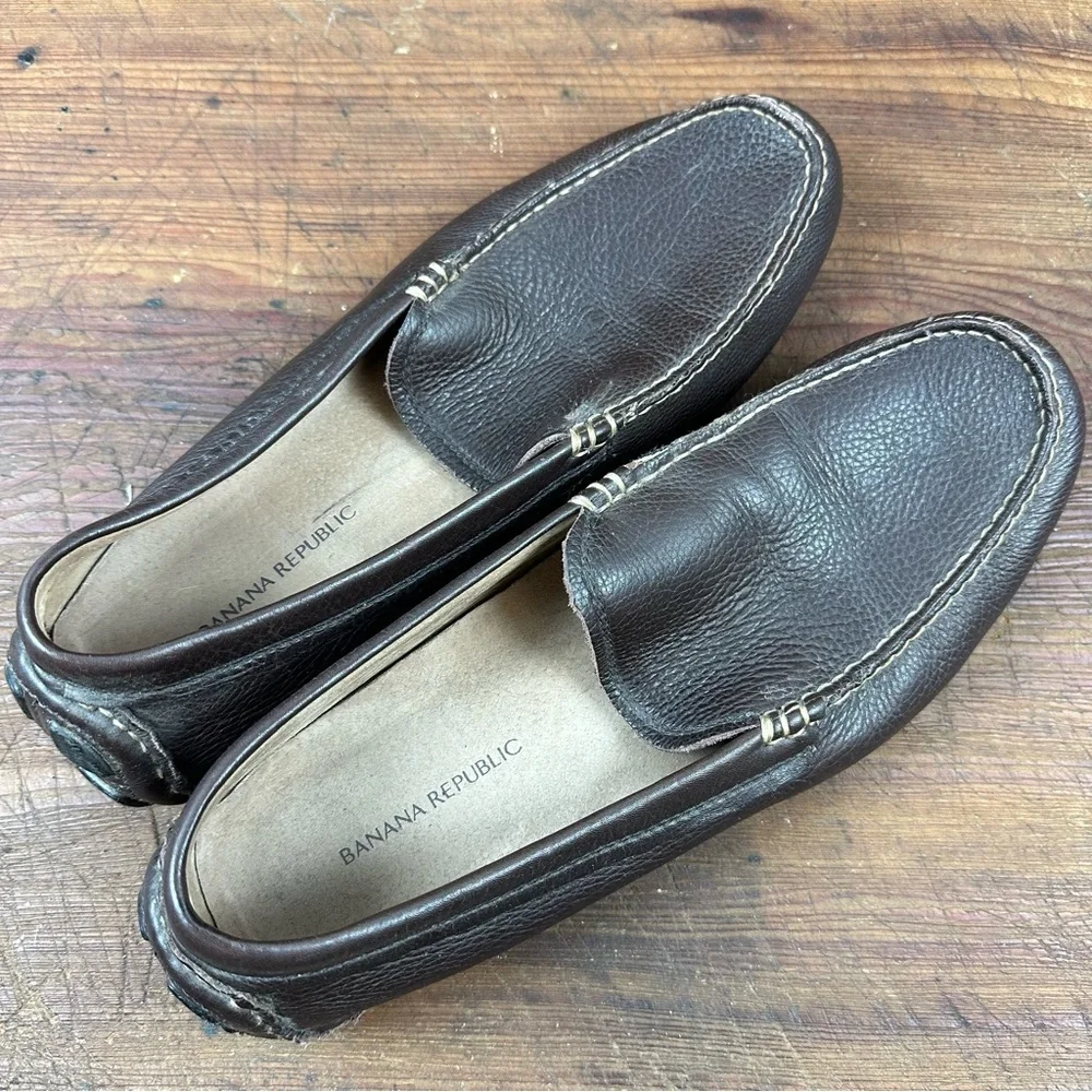 Banana Republic Leather Driving Shoe Moccasin Loafer Brown Size 10